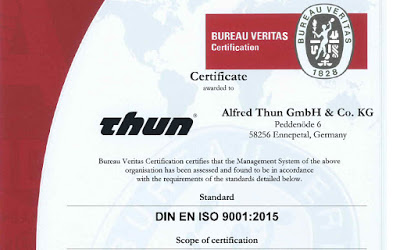Thun is Now Certified as per DIN EN ISO 9001:2015