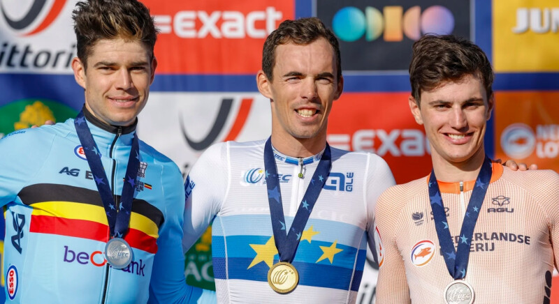 Laporte wins European title after titanic battle with Van Aert and Kooij