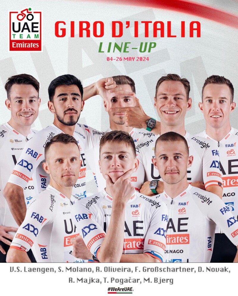 Tadej Pogačar leads team for Giro D’Italia