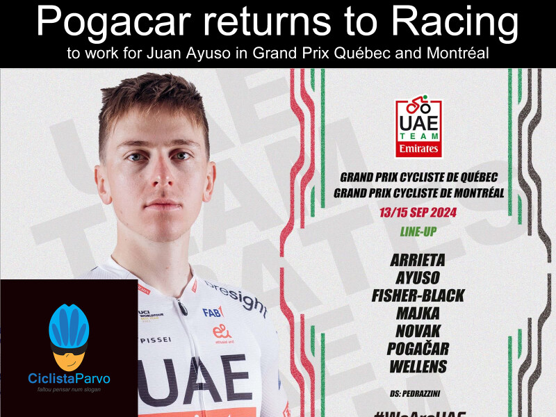 Pogacar returns to Racing to work for Juan Ayuso in Grand Prix Québec and Montréal