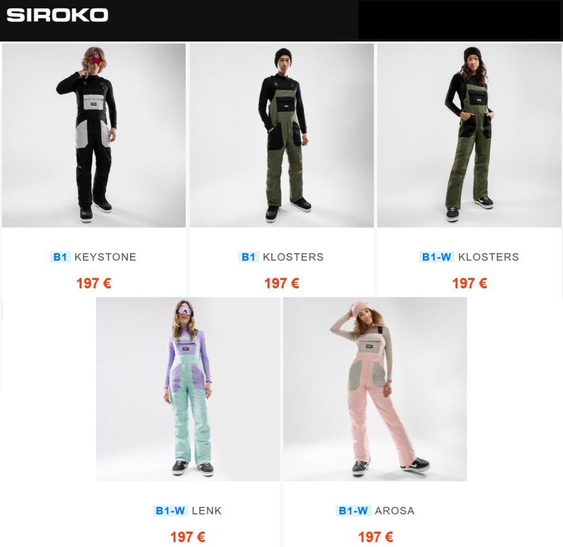 New Siroko B1 Bib Pants Models for Winter Sports