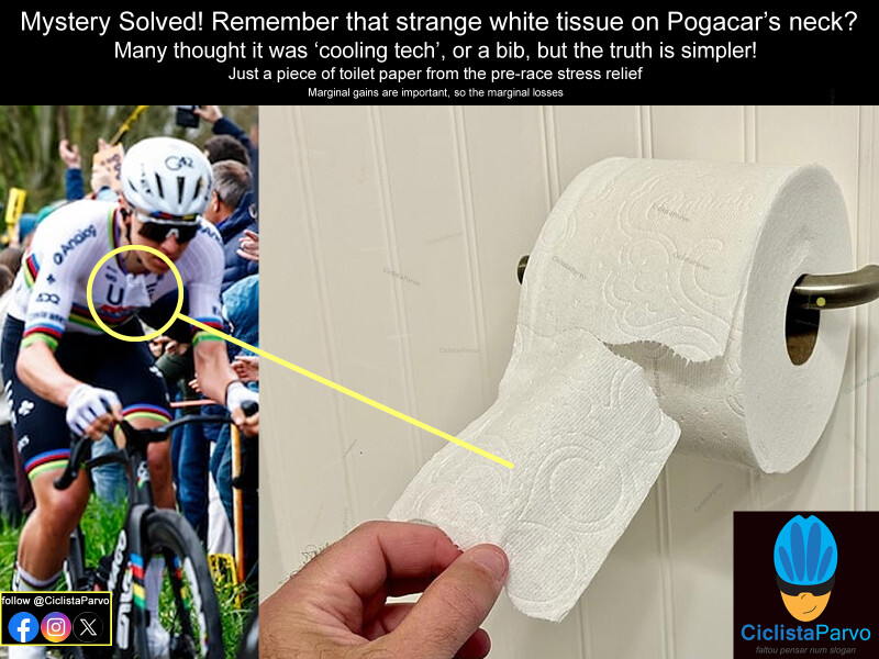 Mystery Solved! Remember that strange white tissue on Pogacar's neck?