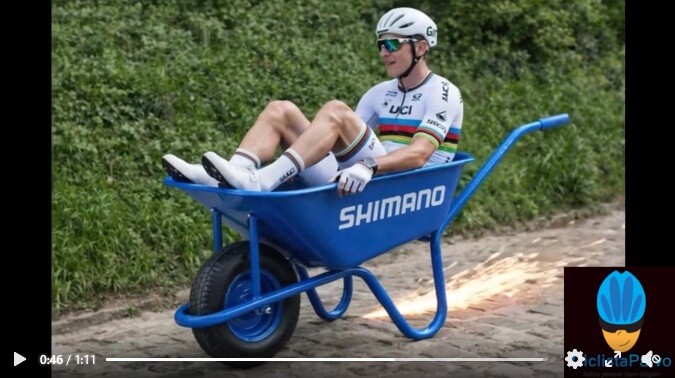 Video: How to ride Shimano Neutral Bike A.K.A. Karjola in Paris-Roubaix by Tadej Pogacar
