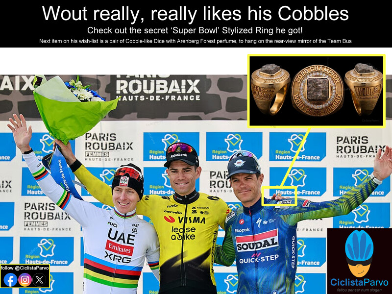Wout really, really likes his Cobbles Check out the secret 'Super Bowl' Stylized Ring he got!