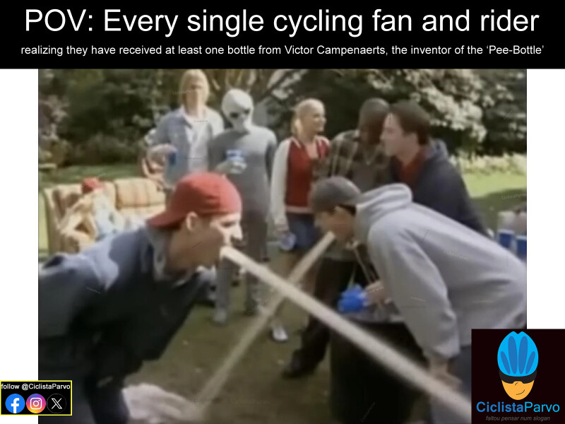 POV: Every single cycling fan and rider realizing they have received at least one bottle from Victor Campenaerts