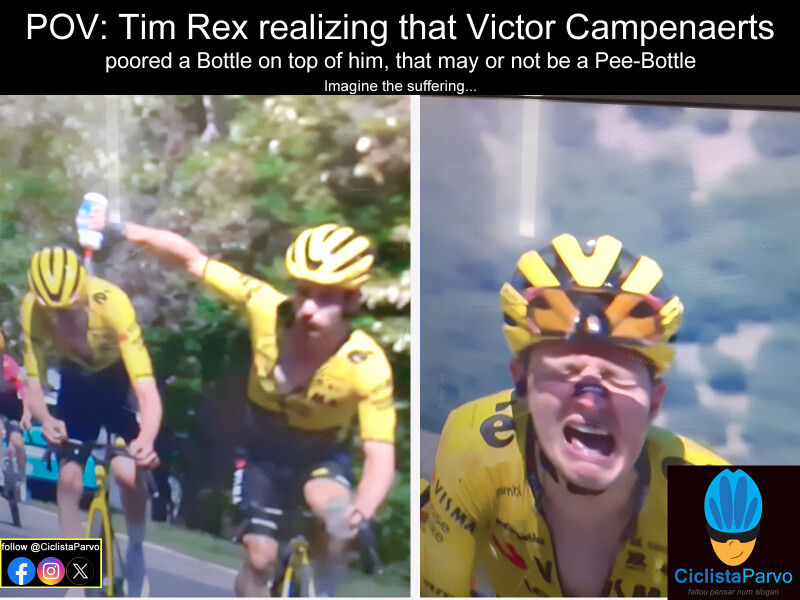 POV: Tim Rex realizing that Victor Campenaerts poured a bottle on top of him