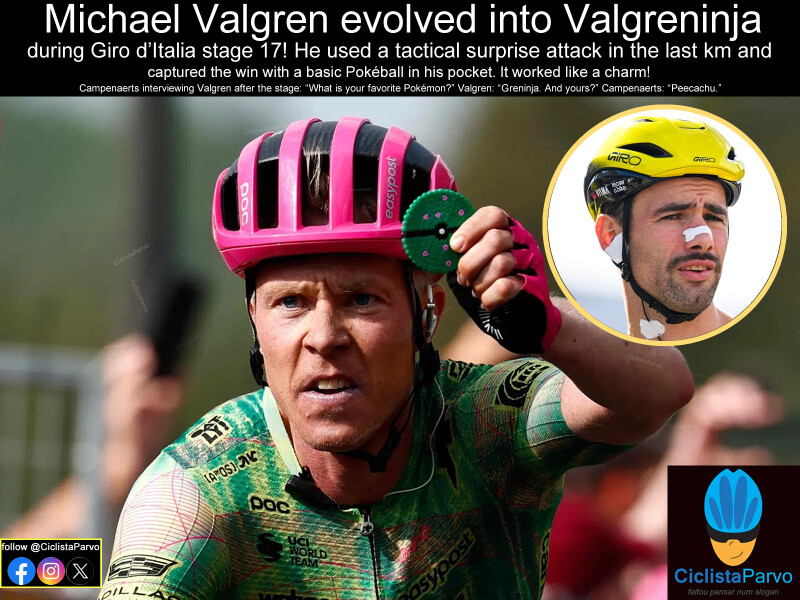 Michael Valgren evolved into Valgreninja during Giro d'Italia stage 17!