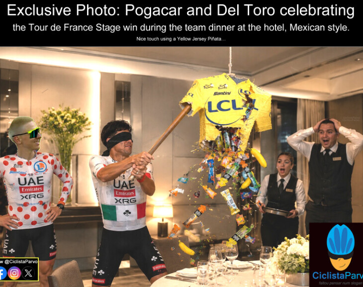 Exclusive Photo: Tadej Pogacar and Isaac del Toro celebrating
