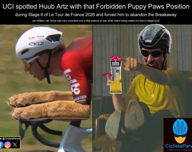 UCI spotted Huub Artz with that Forbidden Puppy Paws Position
