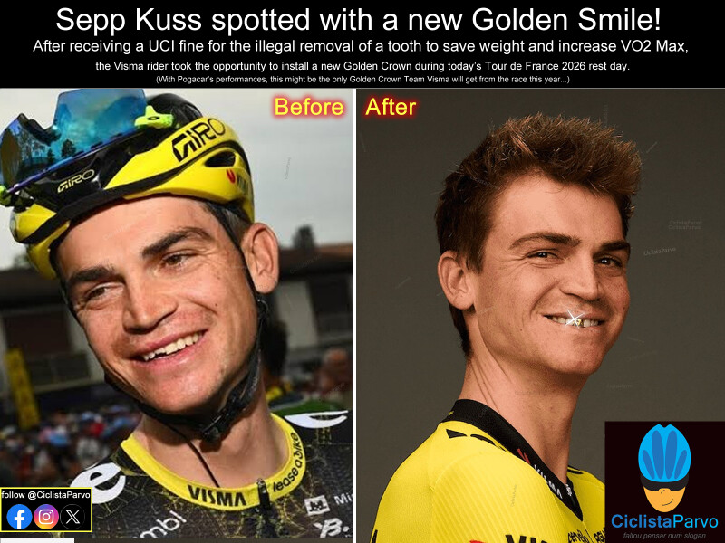 Sepp Kuss spotted with a new Golden Smile!