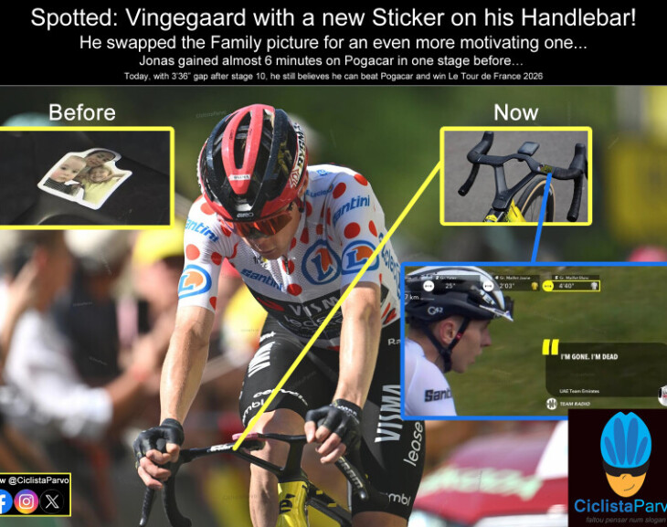 Spotted: Vingegaard with a new Sticker on his Handlebar!