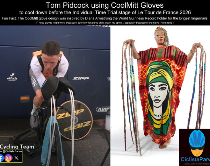 Tom Pidcock using CoolMitt Gloves to cool down before the Individual Time Trial