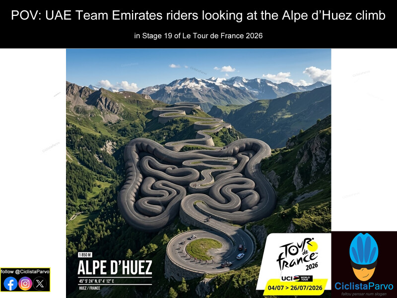 POV: UAE Team Emirates riders looking at the Alpe d'Huez climb