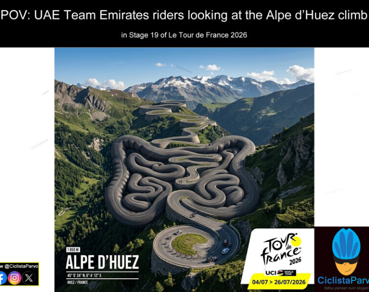 POV: UAE Team Emirates riders looking at the Alpe d'Huez climb
