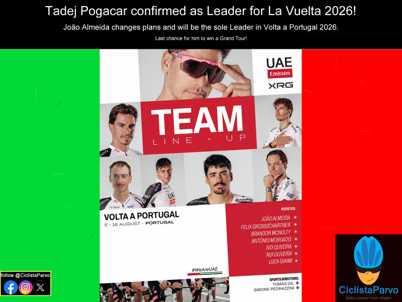 Tadej Pogacar confirmed as Leader for La Vuelta 2026! João Almeida changes plans
